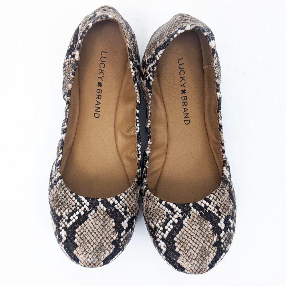 Lucky Brand Erin Snakeskin Ballet Flats 7.5 - Picture 2 of 8